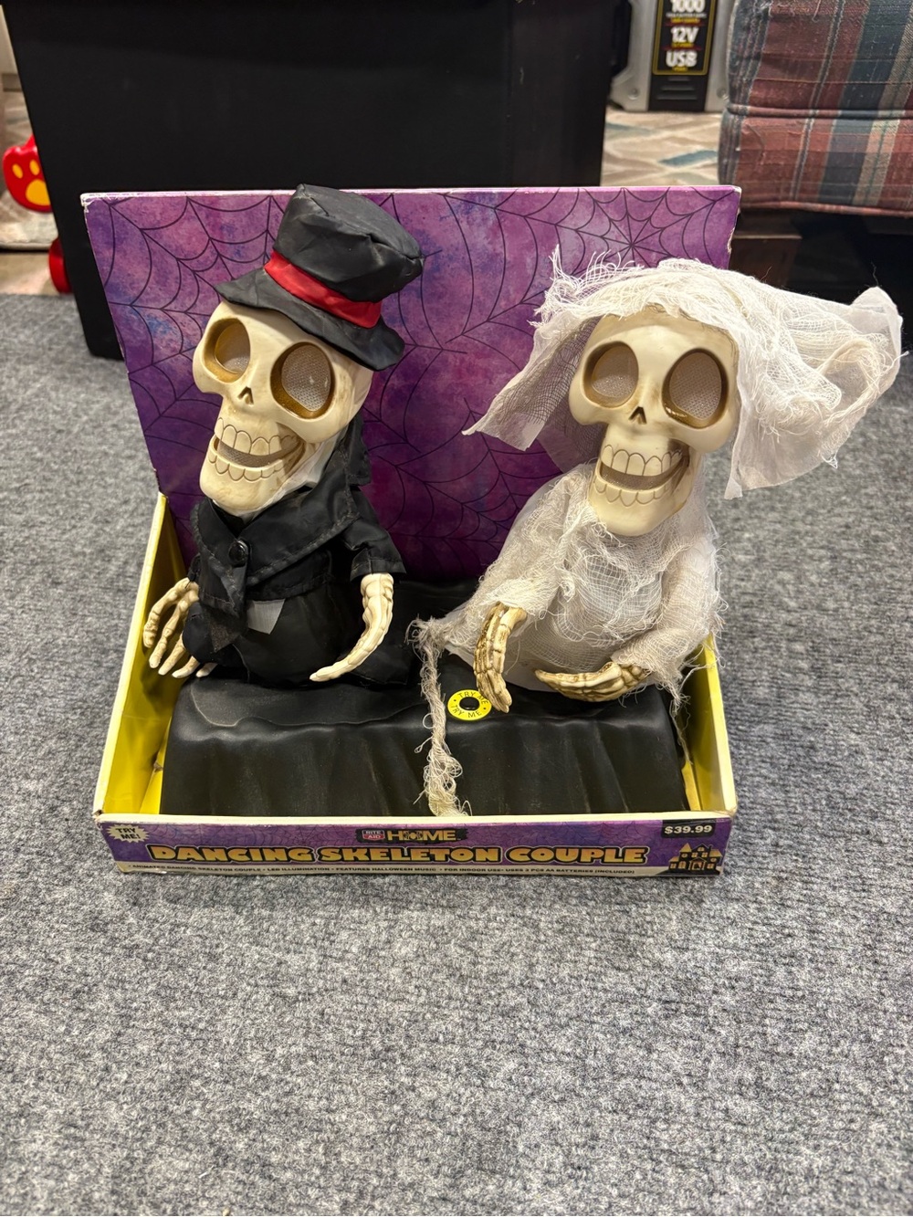 Dancing Skeleton Couple Halloween Figurines New in Box